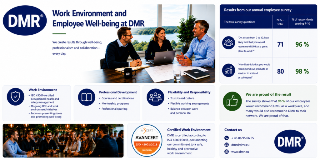 Employee satisfaction and work environment at DMR – one of our core values.